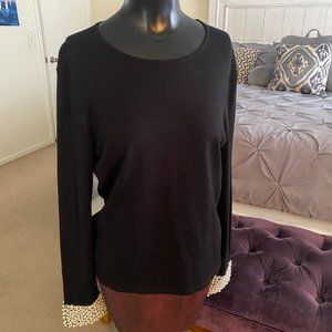 Black Talbots sweater w/ pearl cuffs (silk/cashmere blend) M